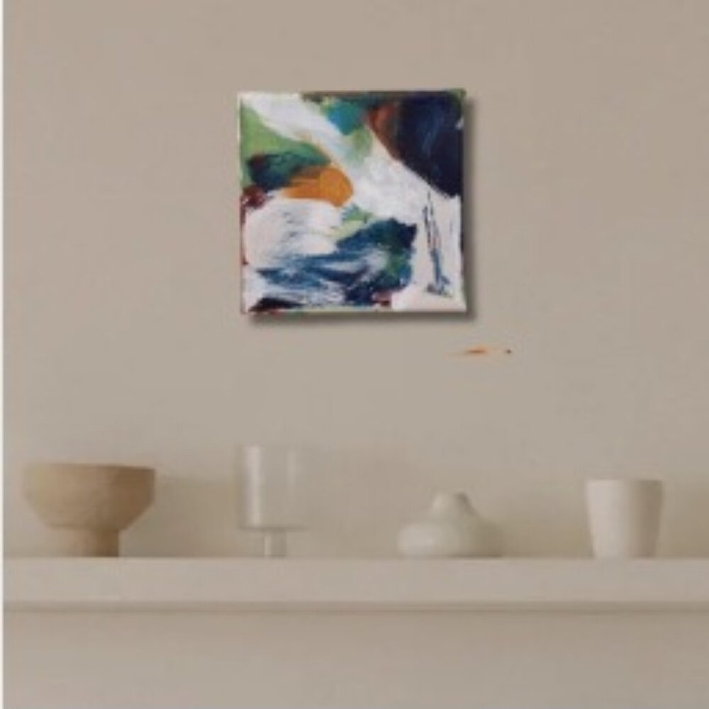 Original abstract acrylic painting on canvas. Size: 5 x 5 inches